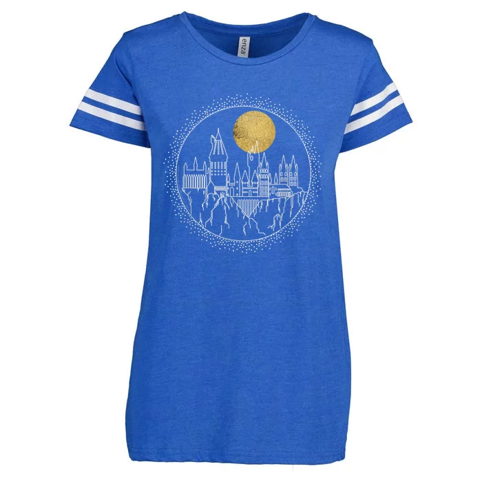 Hogwarts Full Moon Line Art Enza Ladies Jersey Football T-Shirt