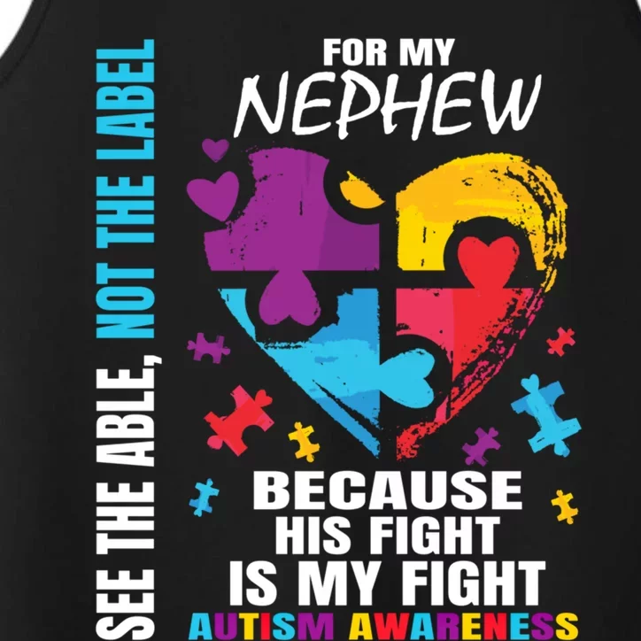 His Fight My Fight Blue Nephew Autism Awareness Aunt Uncle Gift Performance Tank