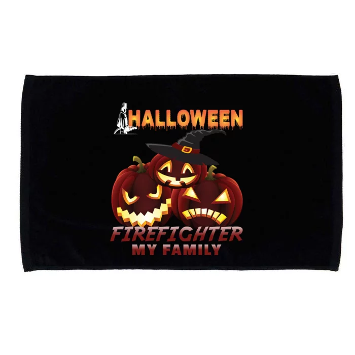 Halloween Firefighter My Family Pumpkin Fire Witch Family Gift Microfiber Hand Towel