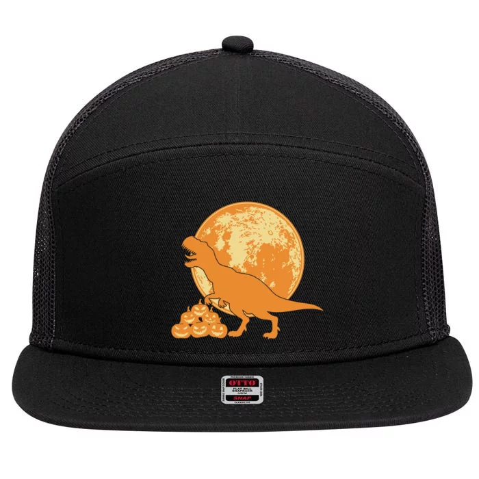 Halloween Full Moon Trex Pumpkins 7 Panel Mesh Trucker Snapback Hat