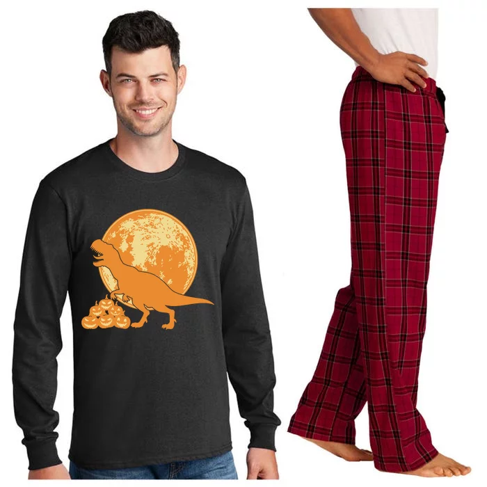 Halloween Full Moon Trex Pumpkins Long Sleeve Pajama Set