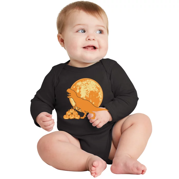 Halloween Full Moon Trex Pumpkins Baby Long Sleeve Bodysuit