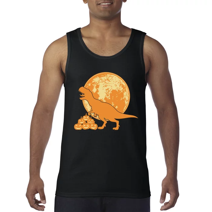 Halloween Full Moon Trex Pumpkins Tank Top