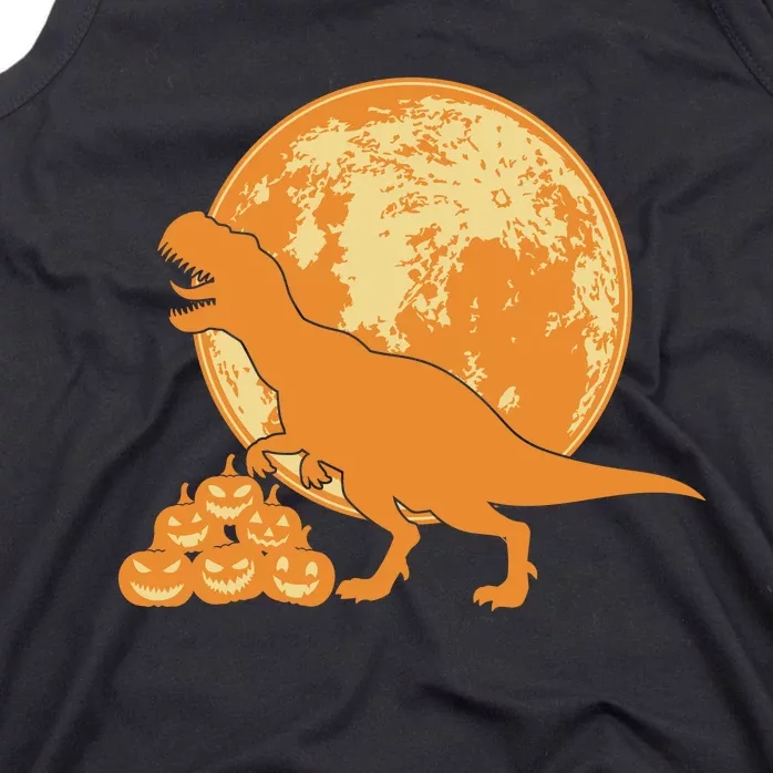 Halloween Full Moon Trex Pumpkins Tank Top