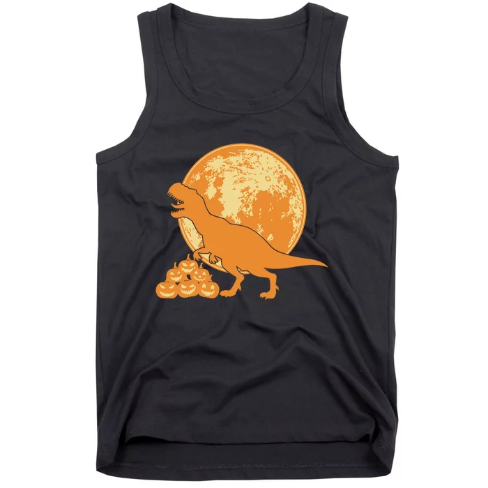 Halloween Full Moon Trex Pumpkins Tank Top