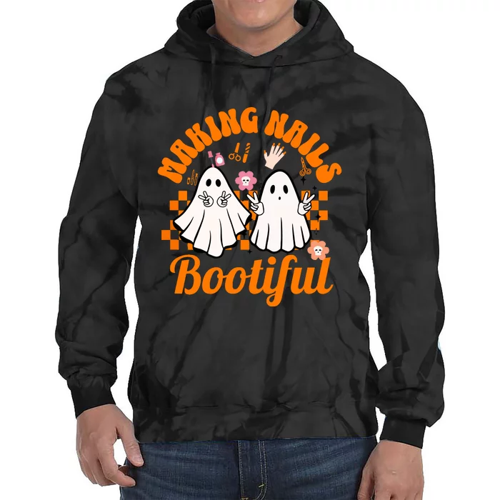 Halloween For Nail Technicians Artists Making Nails Bootiful Gift Tie Dye Hoodie