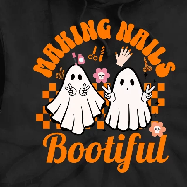 Halloween For Nail Technicians Artists Making Nails Bootiful Gift Tie Dye Hoodie