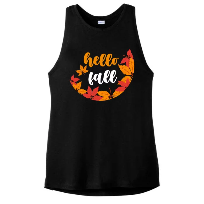 Hello Fall Nature Lover Ladies Tri-Blend Wicking Tank