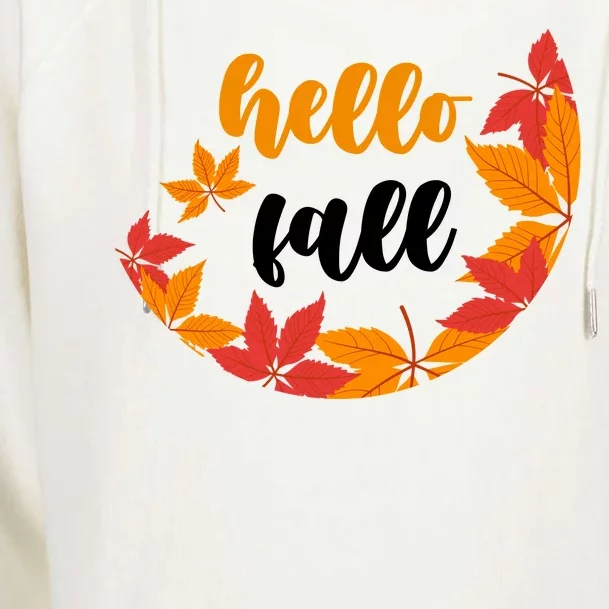 Hello Fall Nature Lover Womens Funnel Neck Pullover Hood