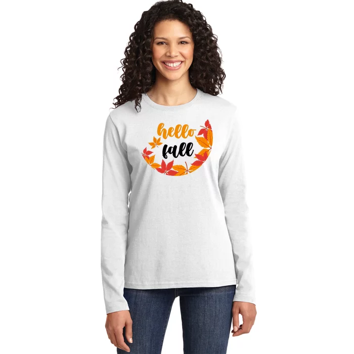 Hello Fall Nature Lover Ladies Long Sleeve Shirt