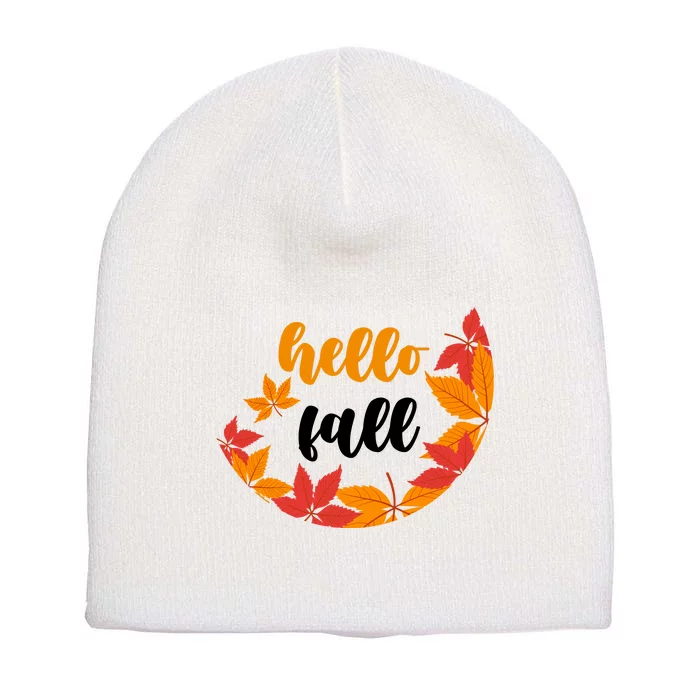 Hello Fall Nature Lover Short Acrylic Beanie