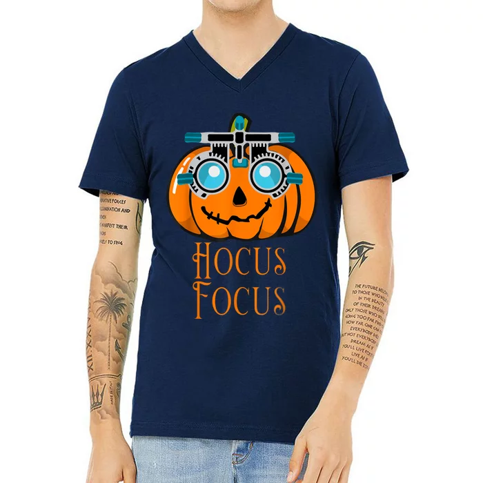 Hocus Focus Optometry Halloween Optometrist Eye Doctor Funny V-Neck T-Shirt