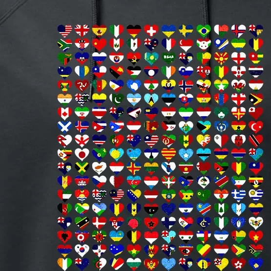 Heart Flags Of The Countries Of The World Flags Unity Day Performance Fleece Hoodie