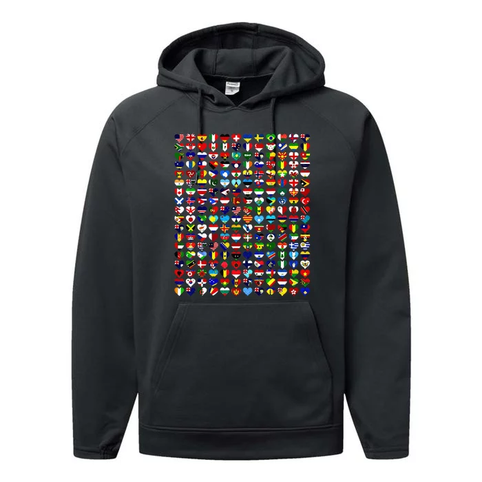 Heart Flags Of The Countries Of The World Flags Unity Day Performance Fleece Hoodie