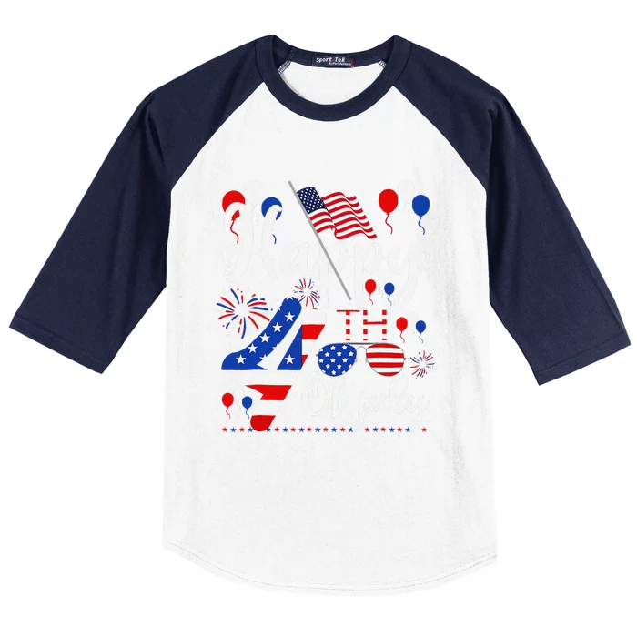 Happy Fourth Of July Patriotic Us American Flag 4th Of July Baseball Sleeve Shirt