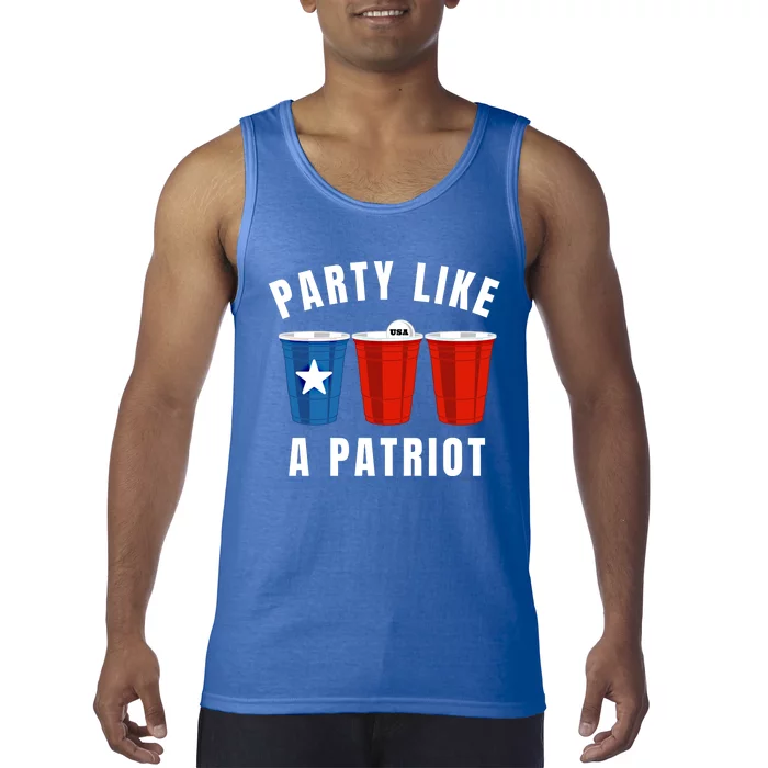 Happy Fourth Of July Party Like Patriot Funny Beer Pong Usa Gift Tank Top