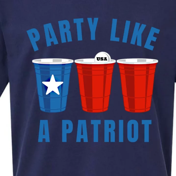 Happy Fourth Of July Party Like Patriot Funny Beer Pong Usa Funny Gift Sueded Cloud Jersey T-Shirt