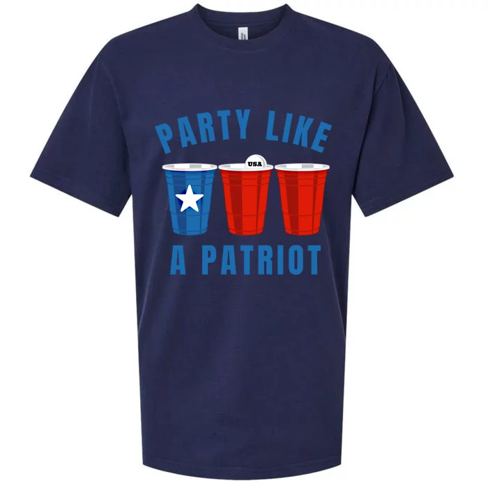 Happy Fourth Of July Party Like Patriot Funny Beer Pong Usa Funny Gift Sueded Cloud Jersey T-Shirt