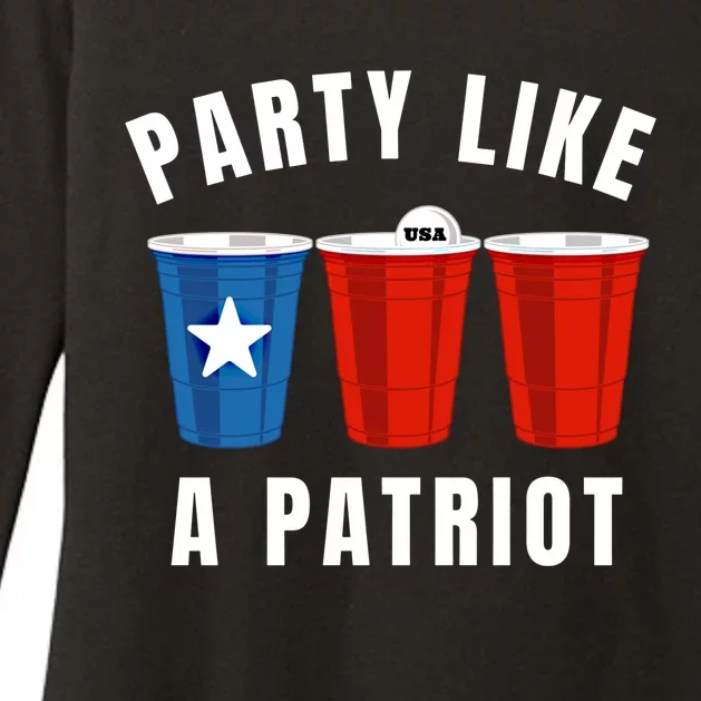 Happy Fourth Of July Party Like Patriot Funny Beer Pong Usa Funny Gift Womens CVC Long Sleeve Shirt