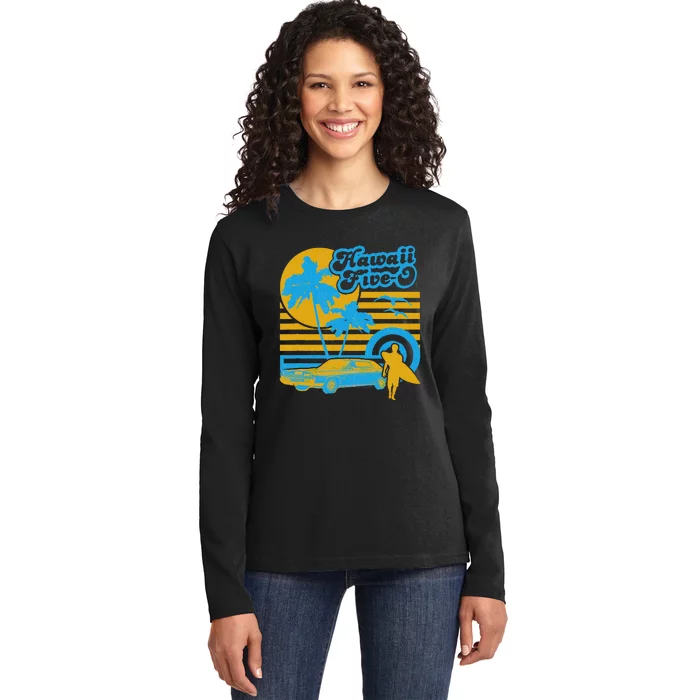 Hawaii Five O 5 0 Surfer Ladies Long Sleeve Shirt