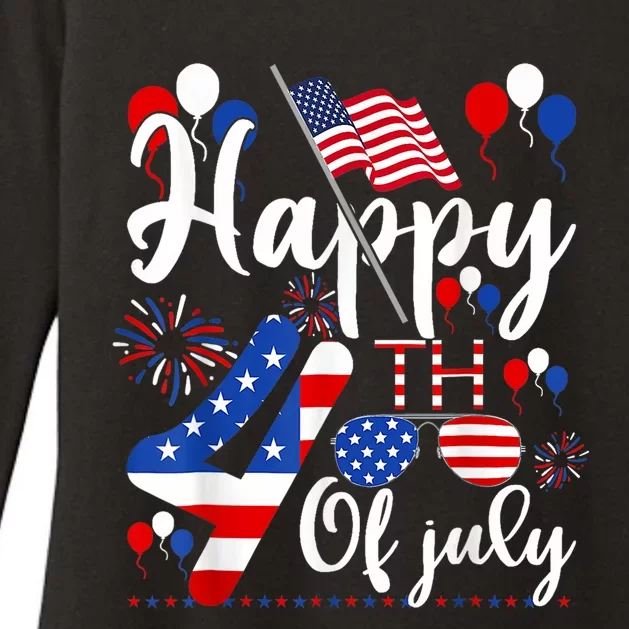 Happy Fourth Of July Patriotic Us American Flag 4th Of July Womens CVC Long Sleeve Shirt