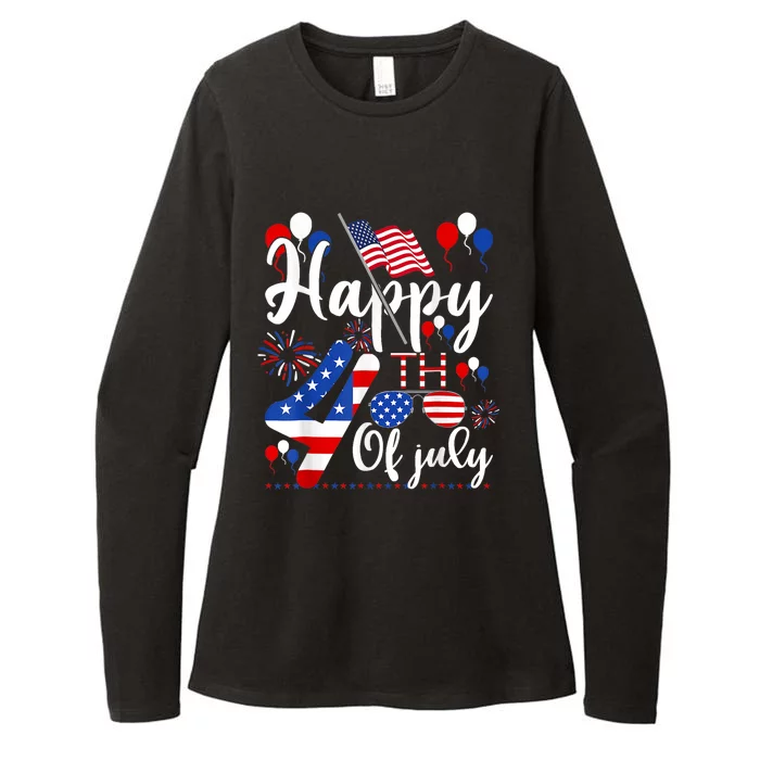 Happy Fourth Of July Patriotic Us American Flag 4th Of July Womens CVC Long Sleeve Shirt