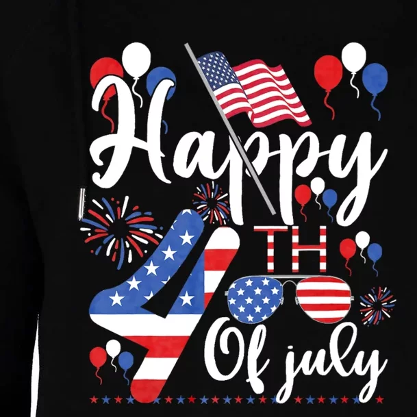 Happy Fourth Of July Patriotic Us American Flag 4th Of July Womens Funnel Neck Pullover Hood