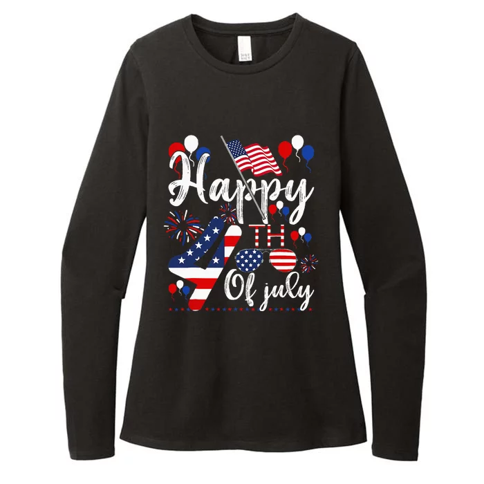 Happy Fourth Of July Patriotic American US Flag 4th Of July Womens CVC Long Sleeve Shirt