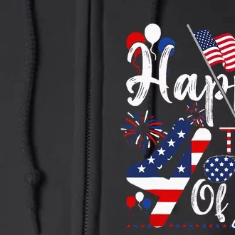 Happy Fourth Of July Patriotic American US Flag 4th Of July Full Zip Hoodie