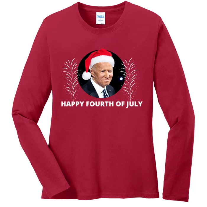 Happy Fourth Of July Biden Christmas Funny Ladies Long Sleeve Shirt