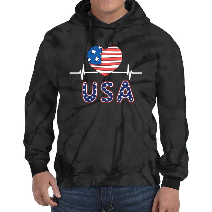 Heart Flag Of Usa Tie Dye Hoodie