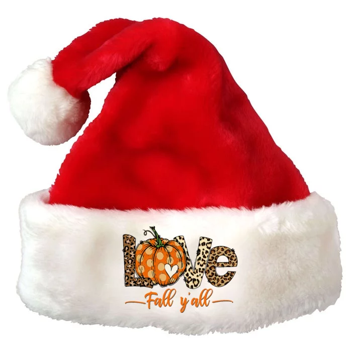 Hello Fall Pumpkin Love Fall YAll Leopard Peace Love Fall Premium Christmas Santa Hat