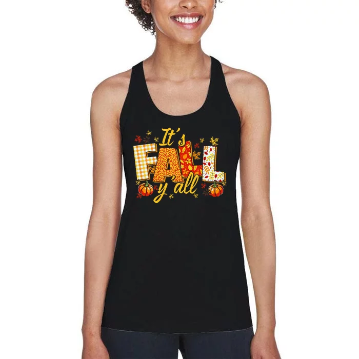 Hello Fall Pumpkin ItS Fall YAll Fall Vibes Thanksgiving Women's Racerback Tank