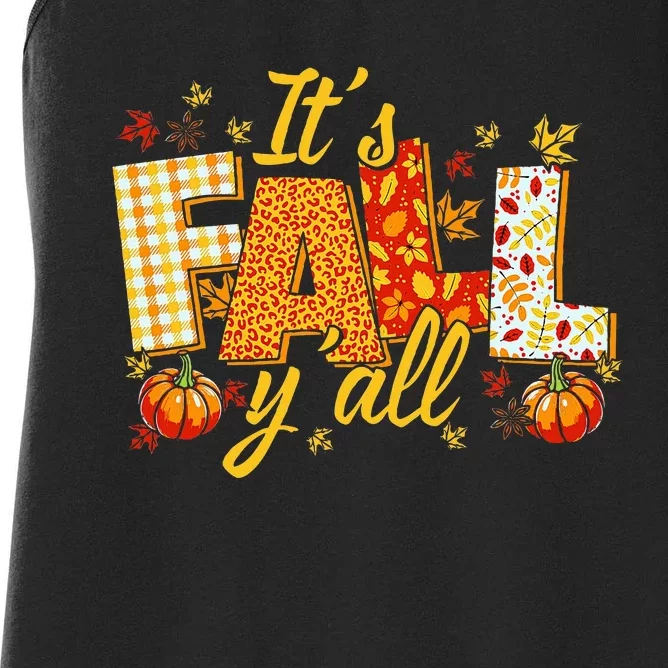 Hello Fall Pumpkin ItS Fall YAll Fall Vibes Thanksgiving Women's Racerback Tank