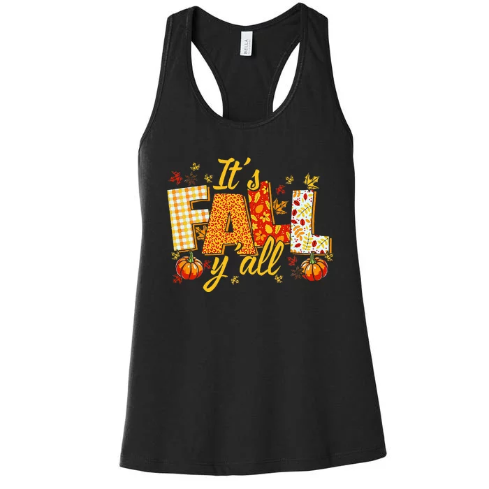 Hello Fall Pumpkin ItS Fall YAll Fall Vibes Thanksgiving Women's Racerback Tank