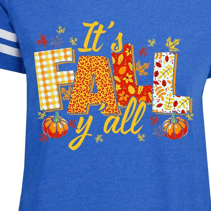 Hello Fall Pumpkin ItS Fall YAll Fall Vibes Thanksgiving Enza Ladies Jersey Football T-Shirt