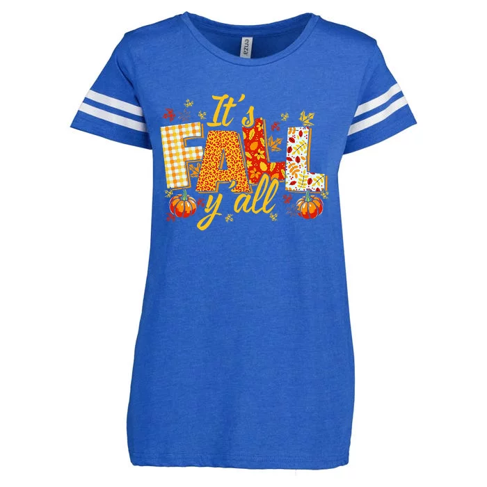 Hello Fall Pumpkin ItS Fall YAll Fall Vibes Thanksgiving Enza Ladies Jersey Football T-Shirt