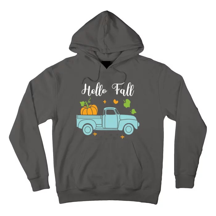 Hello Fall Pumpkin Vintage Truck Hoodie