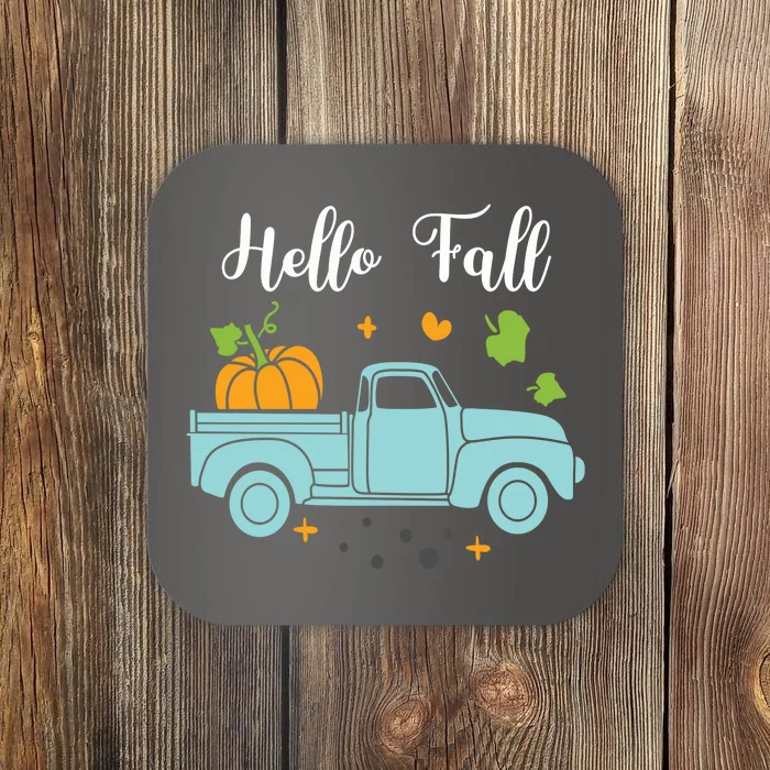 Hello Fall Pumpkin Vintage Truck Coaster