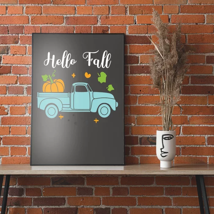 Hello Fall Pumpkin Vintage Truck Poster