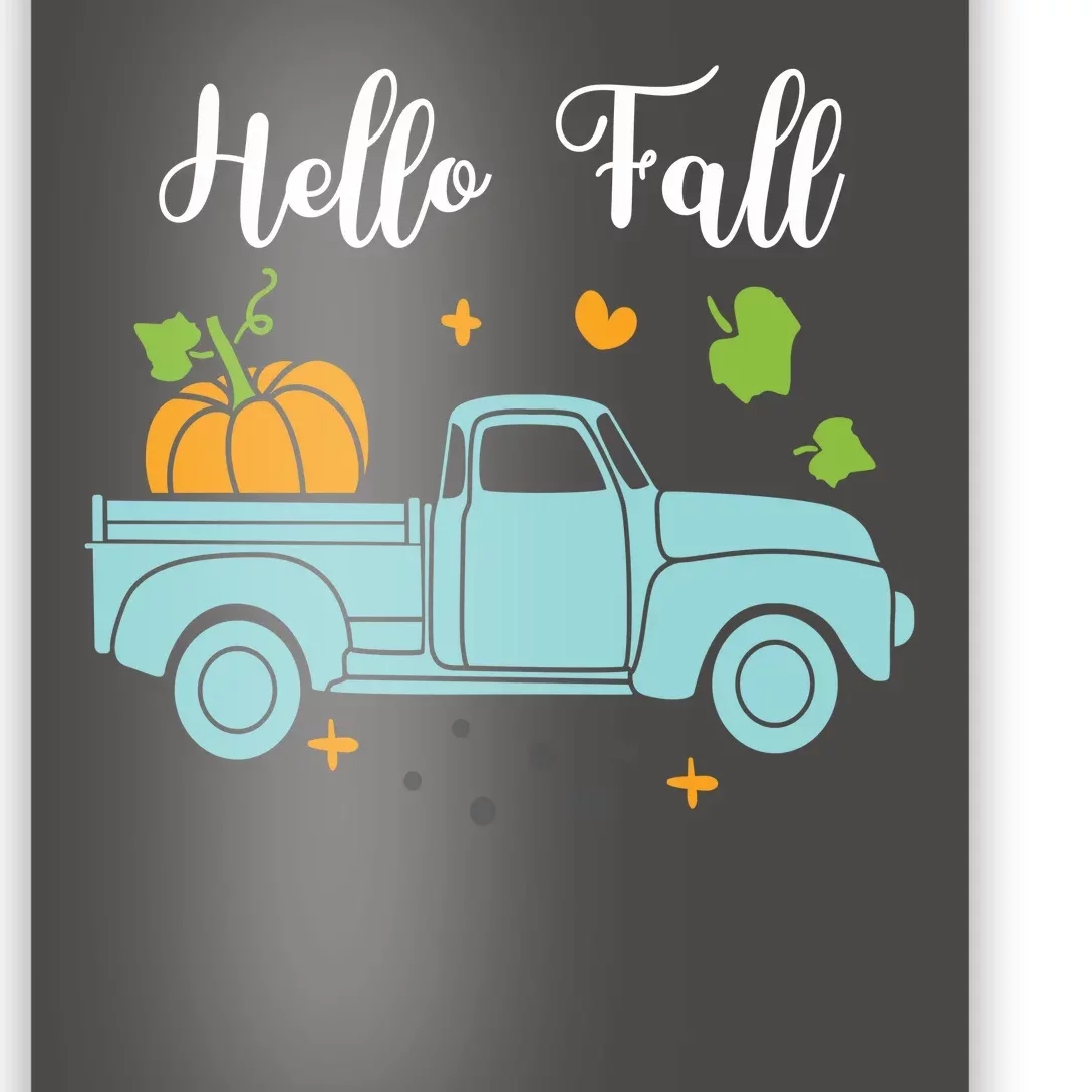 Hello Fall Pumpkin Vintage Truck Poster