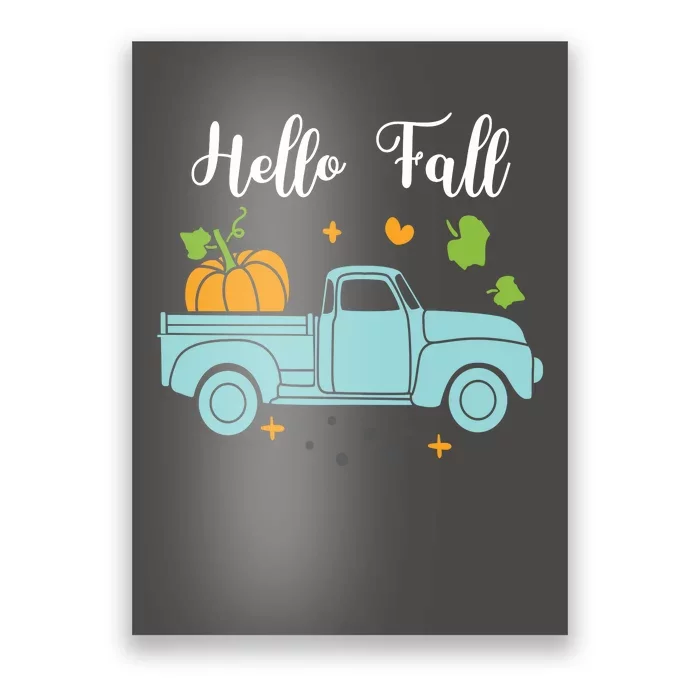 Hello Fall Pumpkin Vintage Truck Poster