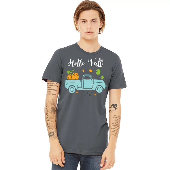 Hello Fall Pumpkin Vintage Truck Premium T-Shirt