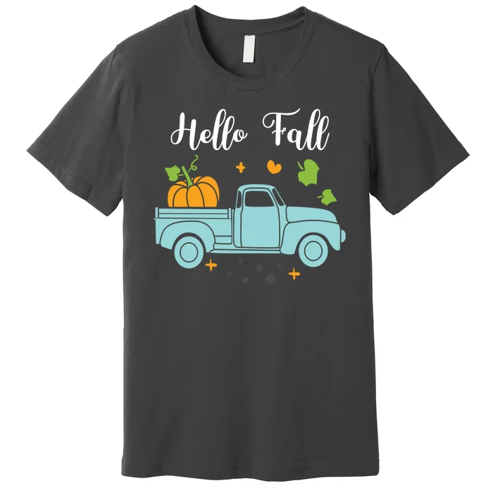 Hello Fall Pumpkin Vintage Truck Premium T-Shirt