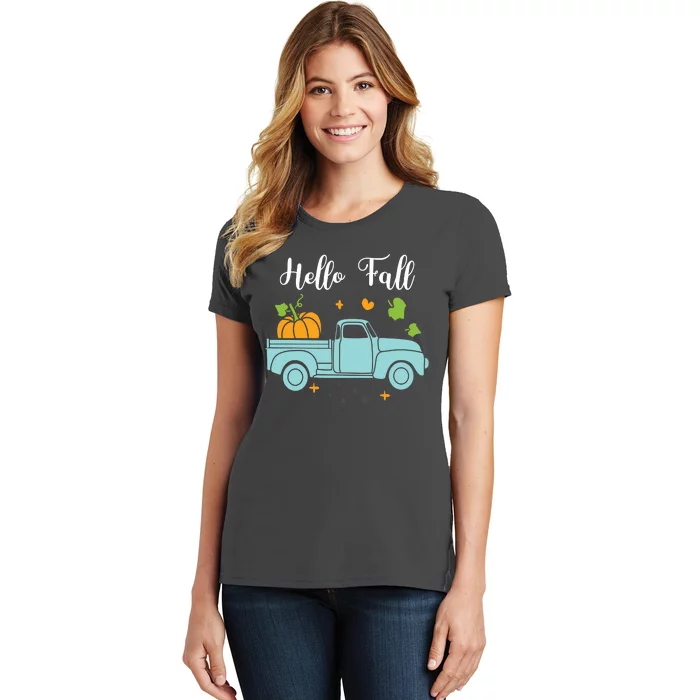 Hello Fall Pumpkin Vintage Truck Women's T-Shirt