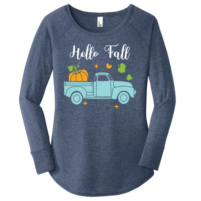 Hello Fall Pumpkin Vintage Truck Women's Perfect Tri Tunic Long Sleeve Shirt