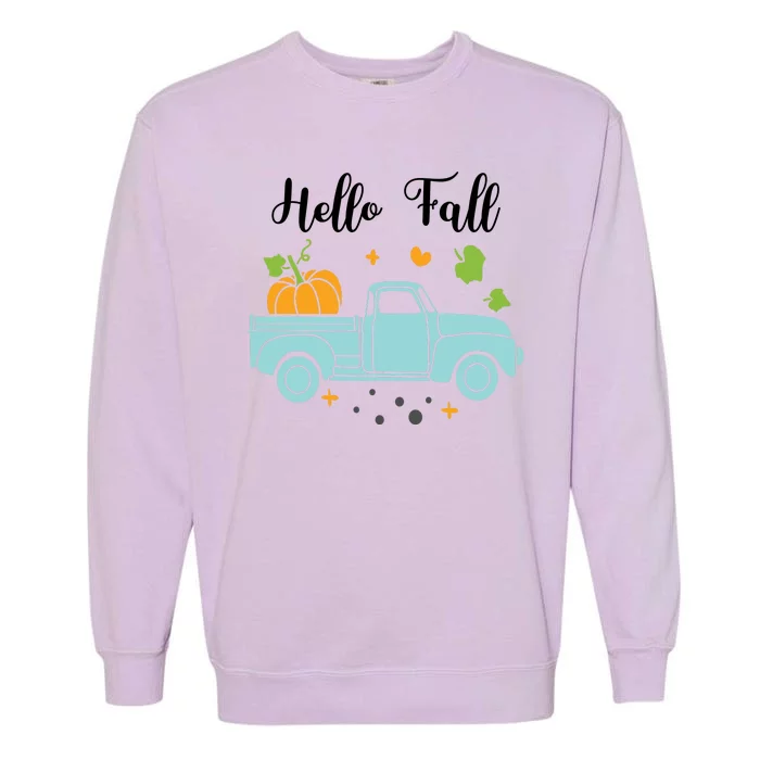 Hello Fall Pumpkin Vintage Truck Garment-Dyed Sweatshirt