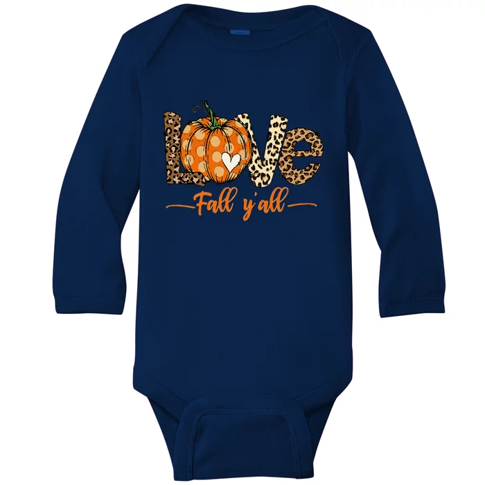 Hello Fall Pumpkin Love Fall YAll Leopard Peace Love Fall Baby Long Sleeve Bodysuit