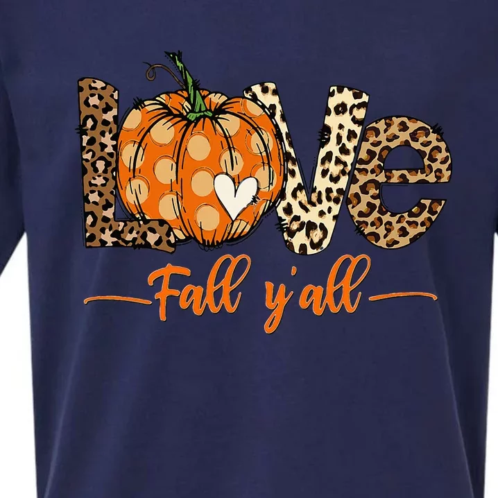 Hello Fall Pumpkin Love Fall YAll Leopard Peace Love Fall Sueded Cloud Jersey T-Shirt