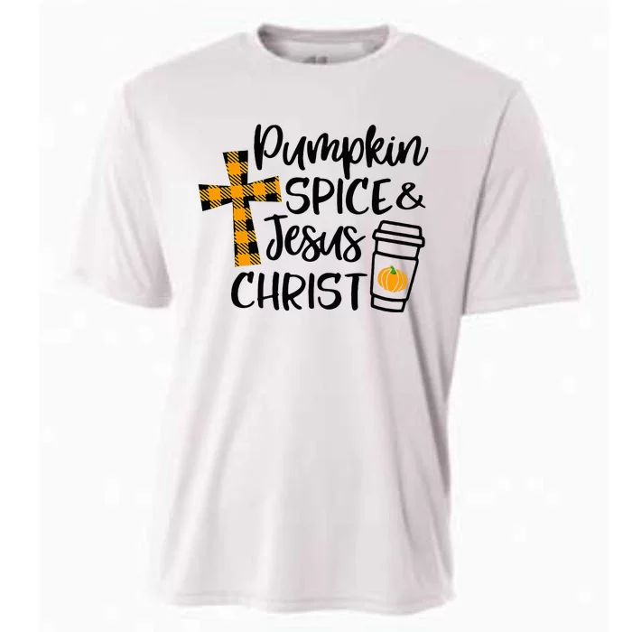 Hello Fall Pumpkin Spice & Jesus Christ Fall Christian Gift Cooling Performance Crew T-Shirt